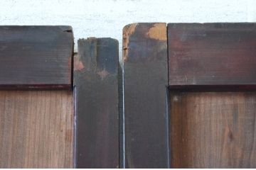 アンティーク建具　大正ロマン　レトロモダンな雰囲気漂うガラス帯戸3枚セット(ガラス戸、板戸、引き戸)(R-065550)