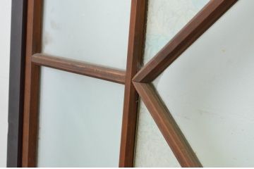 アンティーク建具　大正ロマン　レトロモダンな雰囲気漂うガラス帯戸3枚セット(ガラス戸、板戸、引き戸)(R-065550)