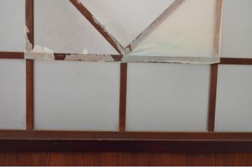 アンティーク建具　大正ロマン　レトロモダンな雰囲気漂うガラス帯戸3枚セット(ガラス戸、板戸、引き戸)(R-065550)