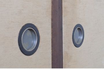 アンティーク建具　激レア!!和の雰囲気漂う裏襖(フスマ)付き格子戸4枚セット(引き戸、ふすま)(R-065551)