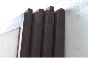 アンティーク建具　激レア!!和の雰囲気漂う裏襖(フスマ)付き格子戸4枚セット(引き戸、ふすま)(R-065551)