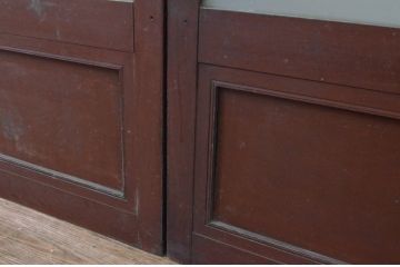 アンティーク建具　大正ロマン　味わいのある木味が魅力の大判ガラス戸3枚セット(引き戸)(R-065556)