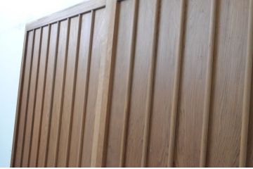 アンティーク建具　鏡付き　どこか懐かしい雰囲気を感じる升目格子戸2枚セット(きつね格子、狐格子、引き戸、マス目、板戸)(R-065558)