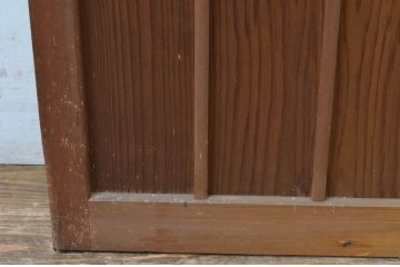 アンティーク建具　鏡付き　どこか懐かしい雰囲気を感じる升目格子戸2枚セット(きつね格子、狐格子、引き戸、マス目、板戸)(R-065558)