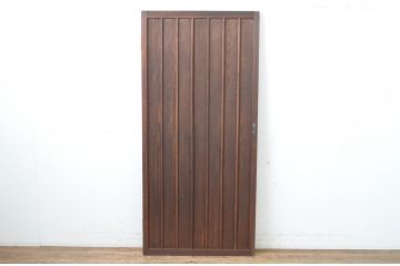 アンティーク建具　どこか懐かしい雰囲気を感じる升目格子戸1枚(きつね格子、狐格子、木製扉、マス目、ドア、板戸)(R-065559)