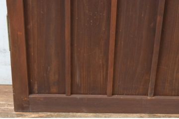 アンティーク建具　どこか懐かしい雰囲気を感じる升目格子戸1枚(きつね格子、狐格子、木製扉、マス目、ドア、板戸)(R-065559)