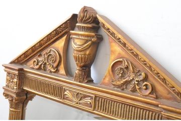 中古　古代の西洋建築のようなデザインが魅力的なウォールミラー(壁掛け鏡)(R-065562)