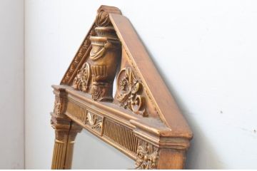 中古　古代の西洋建築のようなデザインが魅力的なウォールミラー(壁掛け鏡)(R-065562)