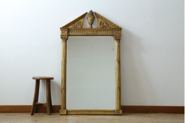 中古　古代の西洋建築のようなデザインが魅力的なウォールミラー　(R-065562)
