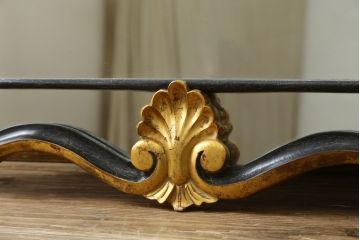 フランスアンティーク　ゴールドとブラックカラーの組み合わせがシックで素敵なウォールミラー(壁掛け鏡)(R-065563)