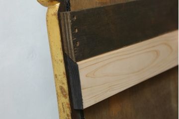 フランスアンティーク　ゴールドとブラックカラーの組み合わせがシックで素敵なウォールミラー(壁掛け鏡)(R-065563)