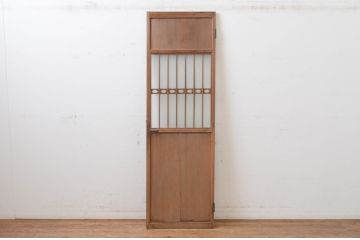 アンティーク建具　上品な透かし彫りがアクセントの幅狭ガラス扉1枚(木製扉、ガラスドア)(R-065565)