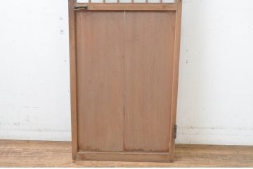 アンティーク建具　上品な透かし彫りがアクセントの幅狭ガラス扉1枚(木製扉、ガラスドア)(R-065565)
