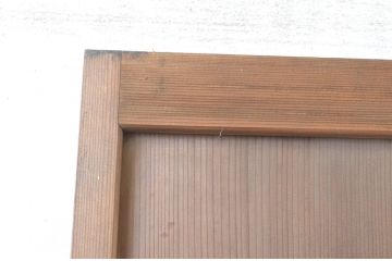 アンティーク建具　上品な透かし彫りがアクセントの幅狭ガラス扉1枚(木製扉、ガラスドア)(R-065565)
