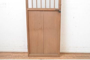 アンティーク建具　上品な透かし彫りがアクセントの幅狭ガラス扉1枚(木製扉、ガラスドア)(R-065565)