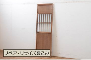アンティーク建具　上品な透かし彫りがアクセントの幅狭ガラス扉1枚(木製扉、ガラスドア)(R-065566)