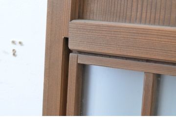 アンティーク建具　上品な透かし彫りがアクセントの幅狭ガラス扉1枚(木製扉、ガラスドア)(R-065566)