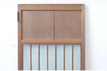 アンティーク建具　上品な透かし彫りがアクセントの幅狭ガラス扉1枚(木製扉、ガラスドア)(R-065566)
