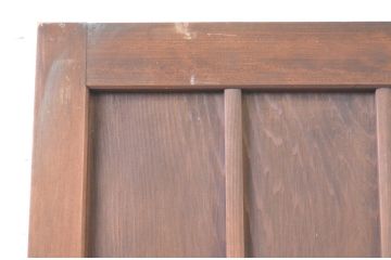 アンティーク建具　升目(マス目)格子から覗く木目が美しい板戸扉1枚(きつね格子、狐格子、木製扉、ドア)(R-065568)