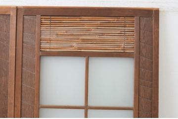 アンティーク建具　上手物!!　和の空間づくりにお勧めな古い数寄屋のガラス戸2枚セット(引き戸、板戸)(R-065570)
