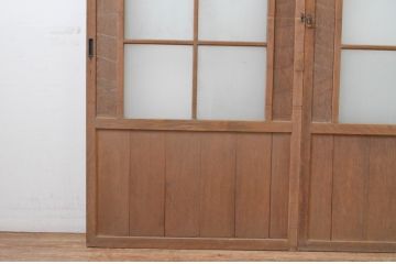 アンティーク建具　上手物!!　和の空間づくりにお勧めな古い数寄屋のガラス戸2枚セット(引き戸、板戸)(R-065570)
