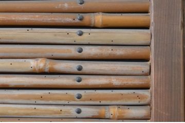 アンティーク建具　上手物!!　和の空間づくりにお勧めな古い数寄屋のガラス戸2枚セット(引き戸、板戸)(R-065570)