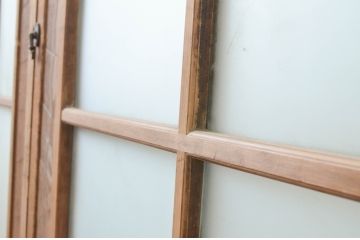 アンティーク建具　上手物!!　和の空間づくりにお勧めな古い数寄屋のガラス戸2枚セット(引き戸、板戸)(R-065570)