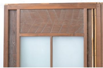 アンティーク建具　上手物!!　和の空間づくりにお勧めな古い数寄屋のガラス戸2枚セット(引き戸、板戸)(R-065570)