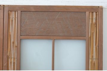 アンティーク建具　上手物!!　和の空間づくりにお勧めな古い数寄屋のガラス戸2枚セット(引き戸、板戸)(R-065570)