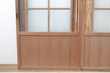 アンティーク建具　上手物!!　和の空間づくりにお勧めな古い数寄屋のガラス戸2枚セット(引き戸、板戸)(R-065570)