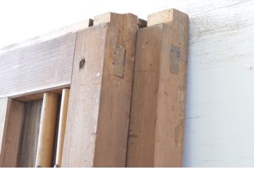 アンティーク建具　上手物!!　和の空間づくりにお勧めな古い数寄屋のガラス戸2枚セット(引き戸、板戸)(R-065570)