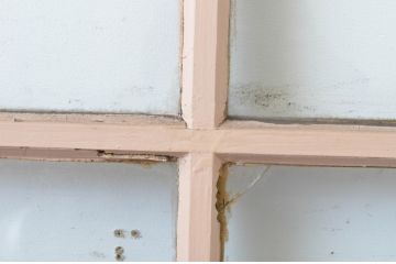 アンティーク建具　ペイント仕上げ限定　レトロな雰囲気の幅狭ガラス戸2枚セット(引き戸)(R-065571)