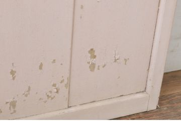 アンティーク建具　ペイント仕上げ限定　レトロな雰囲気の幅狭ガラス戸2枚セット(引き戸)(R-065571)