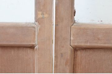 アンティーク建具　ペイント仕上げ限定　レトロな雰囲気の幅狭ガラス戸2枚セット(引き戸)(R-065571)