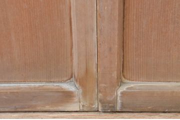 アンティーク建具　ペイント仕上げ限定　レトロな雰囲気の幅狭ガラス戸2枚セット(引き戸)(R-065571)