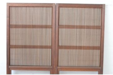 アンティーク建具　和の風情が感じられる裏障子付きの幅狭格子戸2枚セット(引き戸、障子戸)(R-065572)