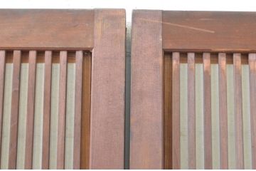 アンティーク建具　和の風情が感じられる裏障子付きの幅狭格子戸2枚セット(引き戸、障子戸)(R-065572)