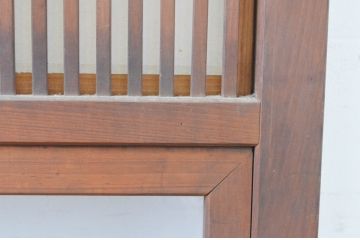 アンティーク建具　和の風情が感じられる裏障子付きの幅狭格子戸2枚セット(引き戸、障子戸)(R-065572)