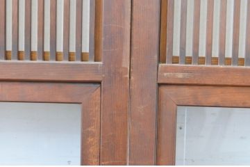 アンティーク建具　和の風情が感じられる裏障子付きの幅狭格子戸2枚セット(引き戸、障子戸)(R-065572)