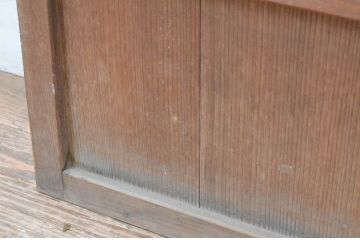 アンティーク建具　和の風情が感じられる裏障子付きの幅狭格子戸2枚セット(引き戸、障子戸)(R-065572)