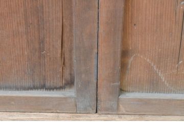 アンティーク建具　和の風情が感じられる裏障子付きの幅狭格子戸2枚セット(引き戸、障子戸)(R-065572)
