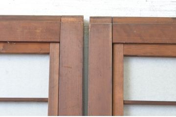 アンティーク建具　和の風情が感じられる裏障子付きの幅狭格子戸2枚セット(引き戸、障子戸)(R-065572)