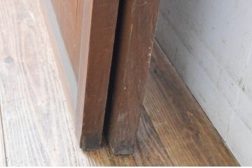 アンティーク建具　和の風情が感じられる裏障子付きの幅狭格子戸2枚セット(引き戸、障子戸)(R-065572)