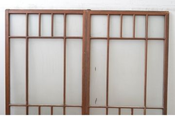 アンティーク建具　大正ロマンの雰囲気漂うガラス戸2枚セット(引き戸)(R-065573)
