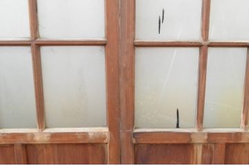 アンティーク建具　大正ロマンの雰囲気漂うガラス戸2枚セット(引き戸)(R-065573)