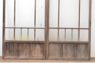 アンティーク建具　大正ロマンの雰囲気漂うガラス戸2枚セット(引き戸)(R-065573)