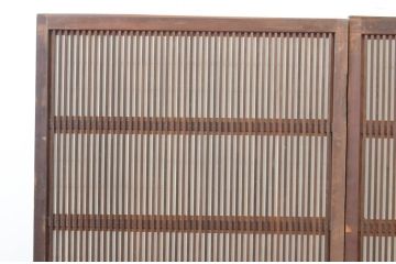 アンティーク建具　和の風情が感じられる裏障子付き格子戸3枚セット(引き戸、障子戸、ガラス帯戸)(R-065575)