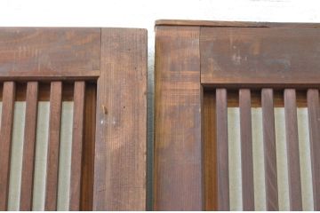 アンティーク建具　和の風情が感じられる裏障子付き格子戸3枚セット(引き戸、障子戸、ガラス帯戸)(R-065575)