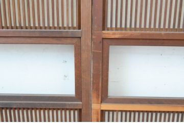 アンティーク建具　和の風情が感じられる裏障子付き格子戸3枚セット(引き戸、障子戸、ガラス帯戸)(R-065575)