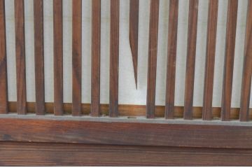 アンティーク建具　和の風情が感じられる裏障子付き格子戸3枚セット(引き戸、障子戸、ガラス帯戸)(R-065575)